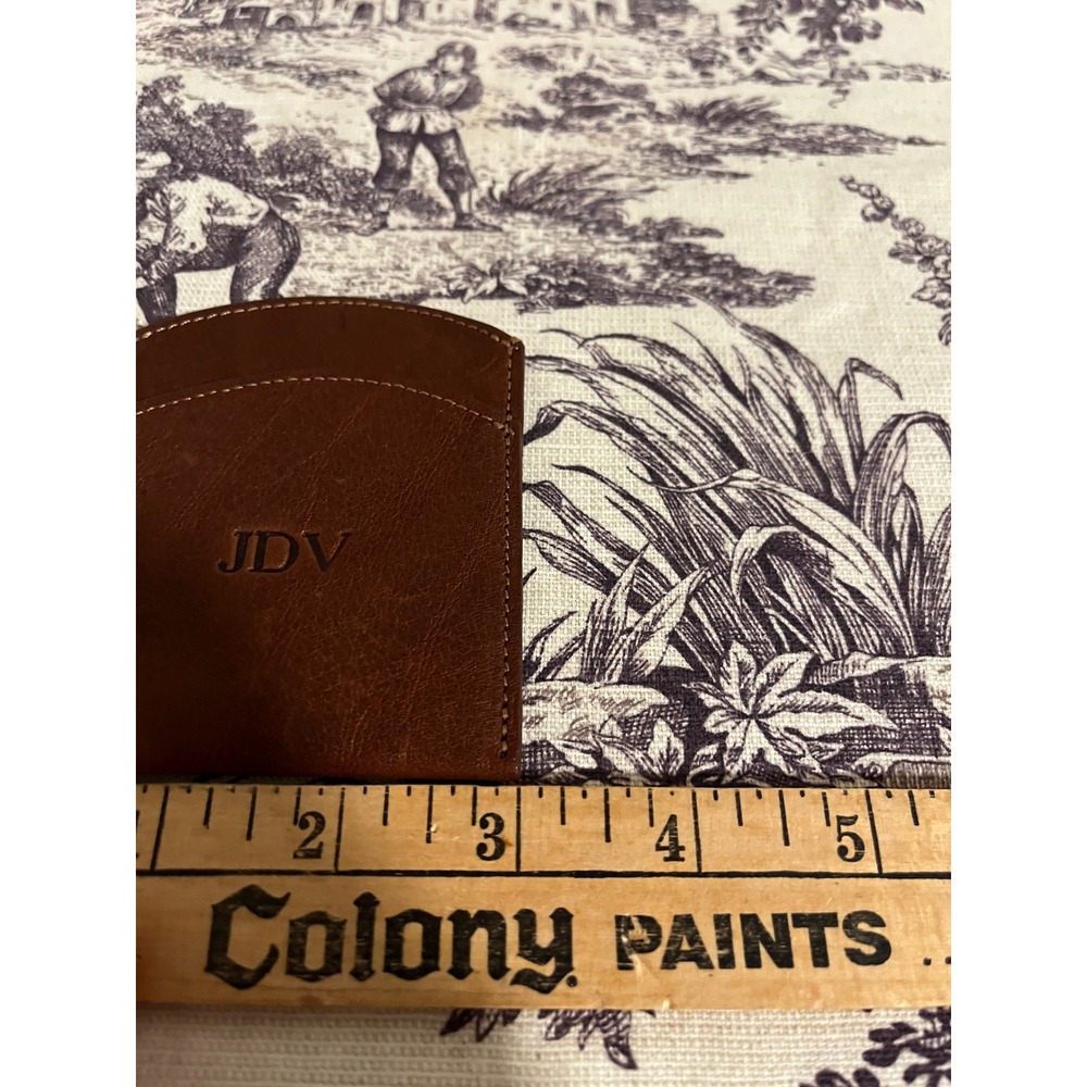 Col. Littleton No. 18 Front Pocket Wallet Brown Leather Card Holder Monogram JDV - Picture 4 of 5